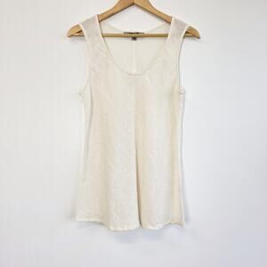 FLAX Ivory White Tank Top Linen Cotton Blend Size Small